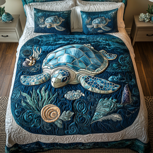 Aqua Drift 3-Piece Quilted Bedding Set NCU0VH1088