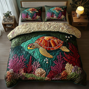 Aqua Explorer Quilted Bedding Set NCU0DV3003