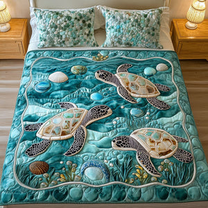 Aqua Haven 3-Piece Quilted Bedding Set NCU0NT4219