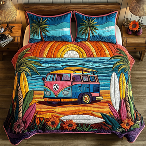 Aqua Retreat 3-Piece Quilted Bedding Set NCU0VL1749