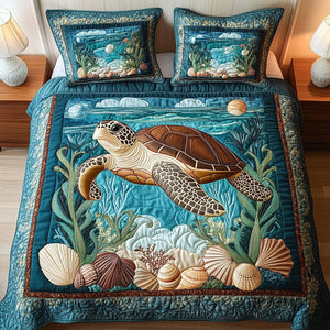 Aqua Voyager 3-Piece Quilted Bedding Set NCU0NT2514