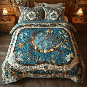 Aqua Wanderer 3-Piece Quilted Bedding Set NCU0PT5127