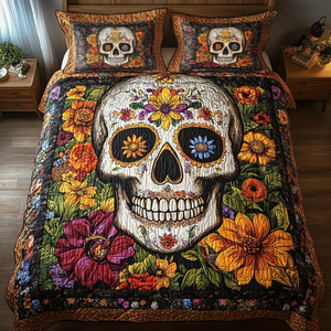 Artistic Skull 3-Piece Quilted Bedding Set NCU0TL1917