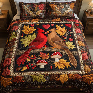 Autumn Cardinal Love 3-Piece Quilted Bedding Set NCU0NT2906