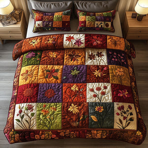 Autumn Floral 3-Piece Quilted Bedding Set NCU0NT4051
