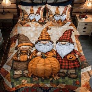 Autumn Gnome Magic 3-Piece Quilted Bedding Set NCU0TH1884