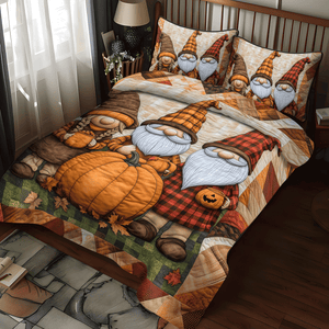 Autumn Gnome Magic 3-Piece Quilted Bedding Set NCU0TH1884