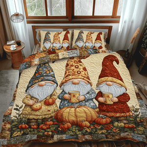 Autumn Gnomes 3-Piece Quilted Bedding Set NCU0TH1879