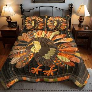 Autumn Turkey 3-Piece Quilted Bedding Set NCU0TH1108