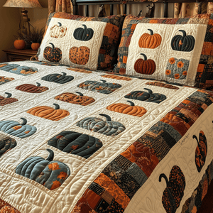 Autumnal Pumpkin 3-Piece Quilted Bedding Set NCU0TH1968