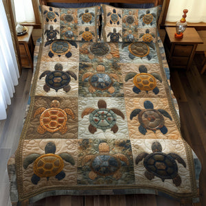 Azure Turtle Cove 3-Piece Quilted Bedding Set NCU0TL481