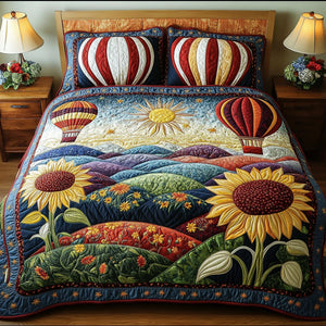 Balloons Over Bloom Valley 3-Piece Quilted Bedding Set NCU0PT5174