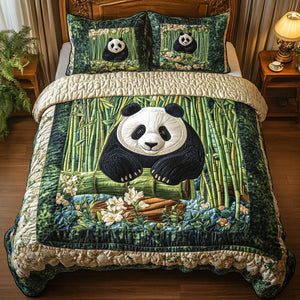 Bamboo Forest Friend 3-Piece Quilted Bedding Set NCU0NT2875