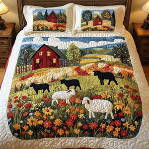 Barn Sheep Meadow 3-Piece Quilted Bedding Set NCU0NT4328