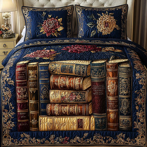 Baroque Book Retreat 3-Piece Quilted Bedding Set NCU0NT4864
