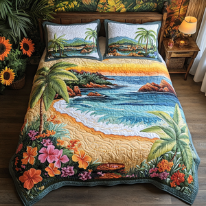 Beach Haven 3-Piece Quilted Bedding Set NCU0VL1752