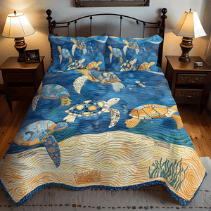 Beachcomber Turtles 3-Piece Quilted Bedding Set NCU0TH1345