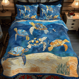 Beachcomber Turtles 3-Piece Quilted Bedding Set NCU0TH1345