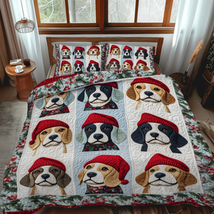Beagle Christmas Cuddles 3-Piece Quilted Bedding Set NCU0VL638