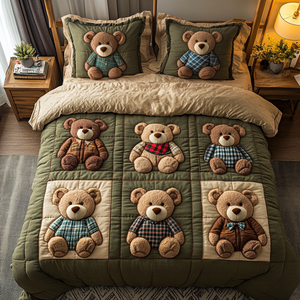 Bear Bliss 3-Piece Quilted Bedding Set NCU0VH3367