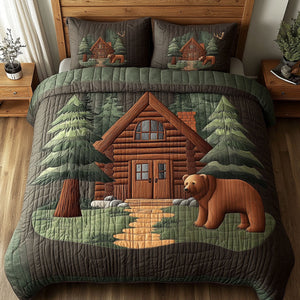 Bear Cabin 3-Piece Quilted Bedding Set NCU0NT3092