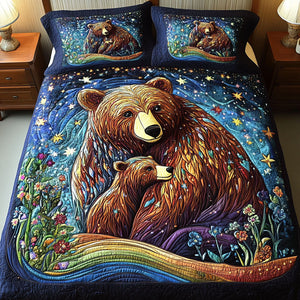 Bear Hug Bond 3-Piece Quilted Bedding Set NCU0NT2846