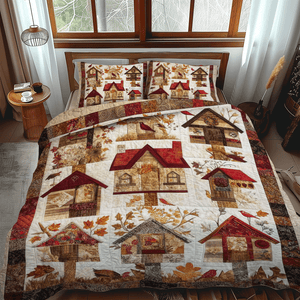 Bird House Thanksgiving 3-Piece Quilted Bedding Set NCU0PD710