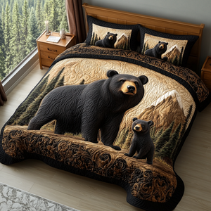 Black Bear Charm Quilted Bedding Set NCU0DV2771