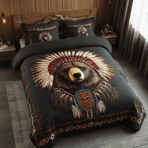 Black Bear Nights Quilted Bedding Set NCU0DV3864