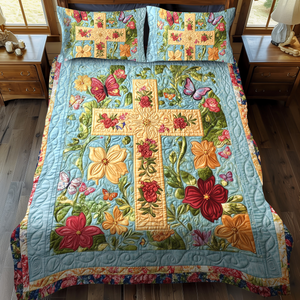 Blessed Cross 3-Piece Quilted Bedding Set NCU0VL501