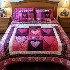 Blissful Hearts 3-Piece Quilted Bedding Set NCU0TH2514