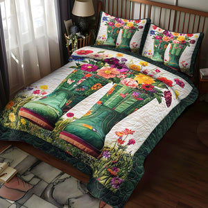 Blooming Boots 3-Piece Quilted Bedding Set NCU0NT1150