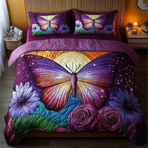 Blooming Butterfly 3-Piece Quilted Bedding Set NCU0DK5512