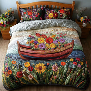 Blooming Canoe 3-Piece Quilted Bedding Set NCU0PT5015