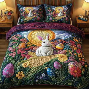 Blooming Easter Vibes 3-Piece Quilted Bedding Set NCU0VL1526