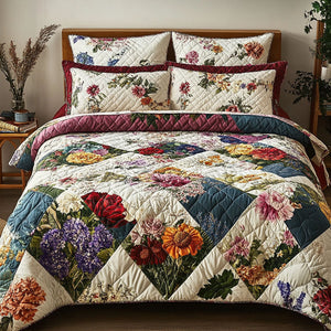 Blooming Garden 3-Piece Quilted Bedding Set NCU0PT5135
