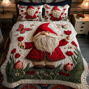 Blooming Gnome 3-Piece Quilted Bedding Set NCU0PT3191