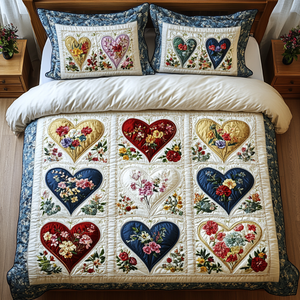 Blooming Hearts Quilted Bedding Set NCU0DV2725