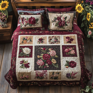 Blooming Love 3-Piece Quilted Bedding Set NCU0VL1687
