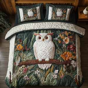 Blooming Owl 3-Piece Quilted Bedding Set NCU0VH2531