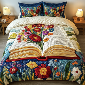 Blooming Pages 3-Piece Quilted Bedding Set NCU0VL1321