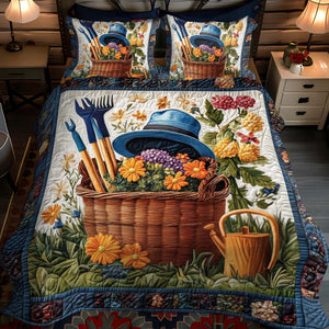 Blooming Pansies 3-Piece Quilted Bedding Set NCU0NT1151