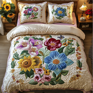 Blooming Paradise 3-Piece Quilted Bedding Set NCU0VL1520