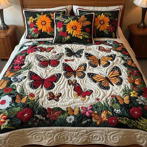 Blooming Wings 3-Piece Quilted Bedding Set NCU0PT2289