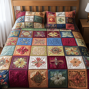 Blossom Bliss 3-Piece Quilted Bedding Set NCU0VH2117