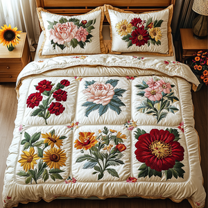 Blossom Breeze 3-Piece Quilted Bedding Set NCU0VL1512