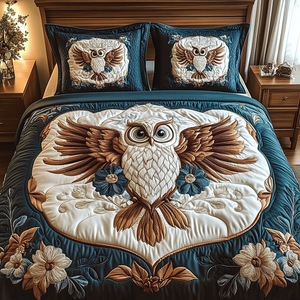Blossom Owl 3-Piece Quilted Bedding Set NCU0VH1475