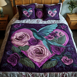 Hummingbird Heart Blossom Soar - Piece Quilted Bedding Set 10acxa100425