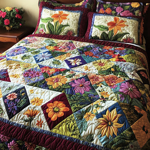 Blossoms and Lace 3-Piece Quilted Bedding Set NCU0PT4776