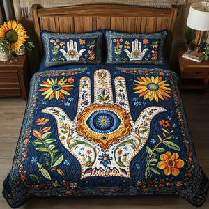 Blue Charm 3-Piece Quilted Bedding Set NCU0VL1714